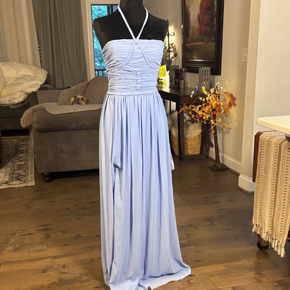 Dress the Population Light Blue Halter Maxi Dress